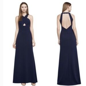 BCBGMAXAZRIA Womens Salome Navy Halter Formal dress